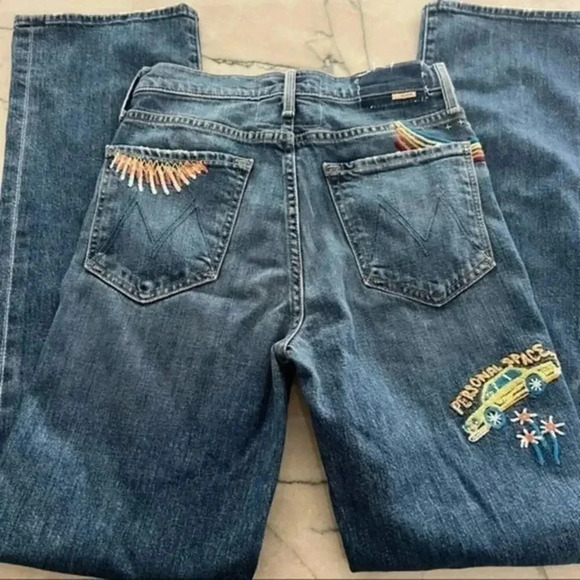 MOTHER embroidered straight-leg jeans Size 26 B451 - Picture 6 of 7